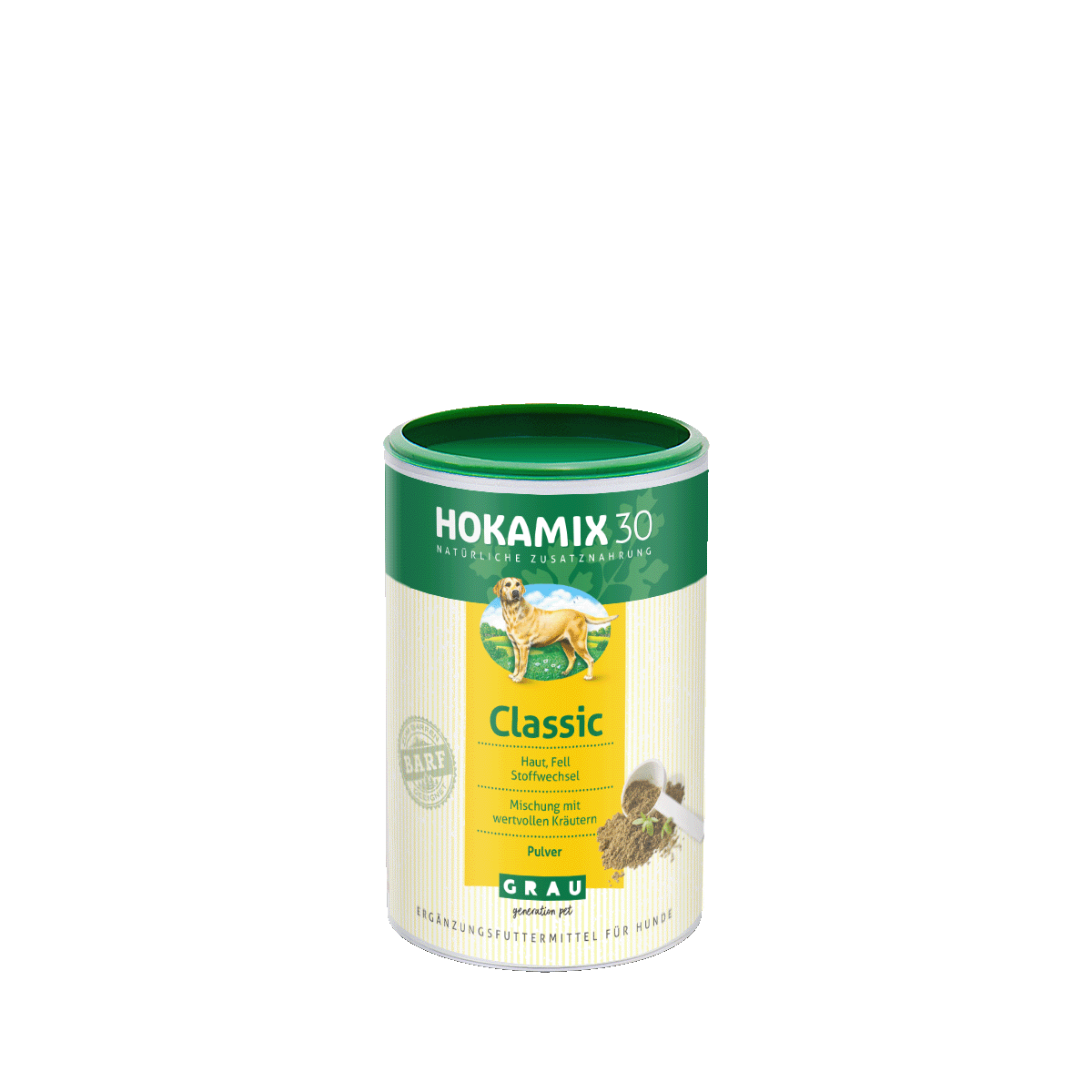 HOKAMIX30 Classic Pulver ist eine Kräutermischung mit Vitaminen, Mineralstoffen und bioaktiven Wirkstoffen, die Haut und Fell, Stoffwechsel, Bewegungsapparat und vieles mehr unterstützt.