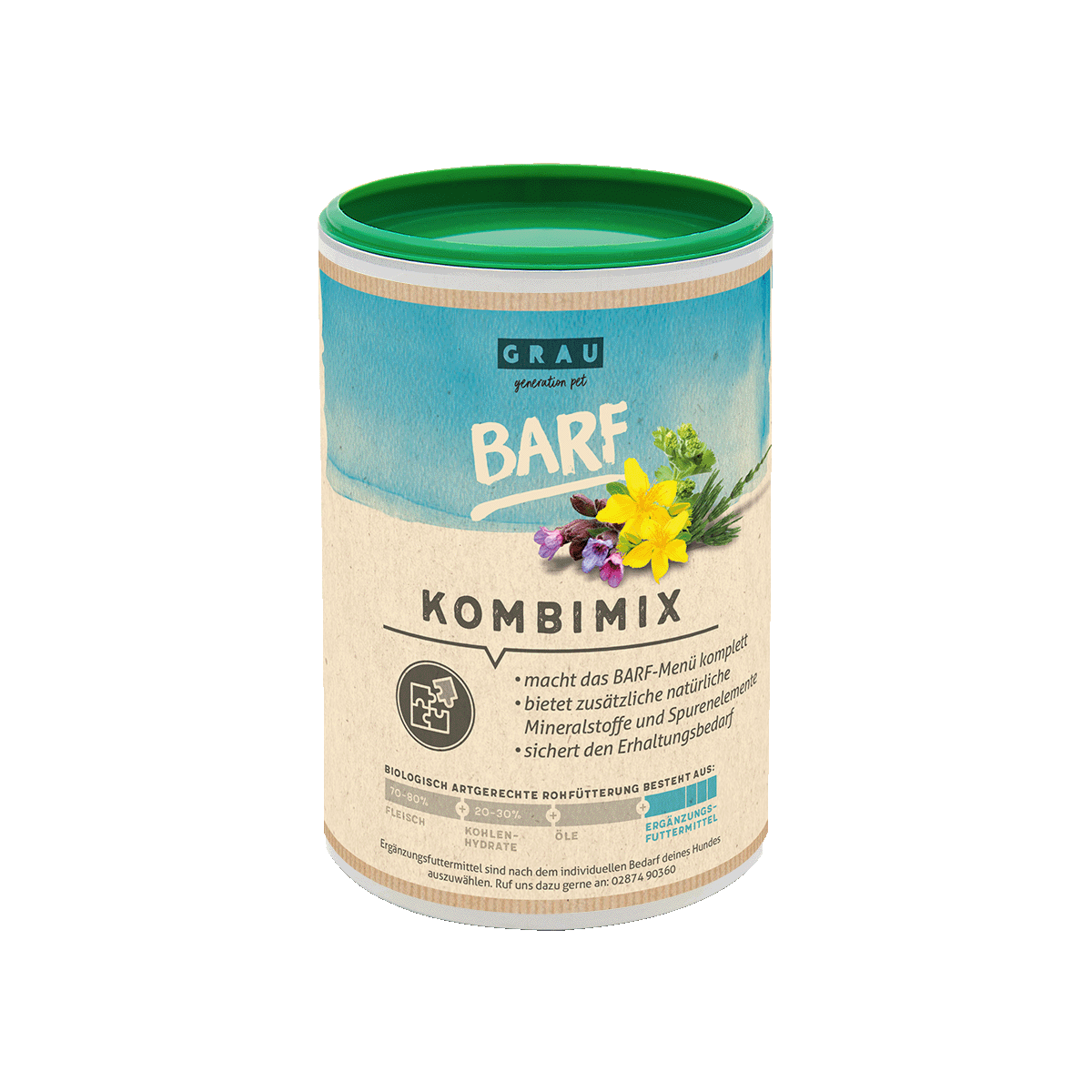 BARF KombiMix komplettiert das BARF-Menü und versorgt mit allen notwendigen Nährstoffen
